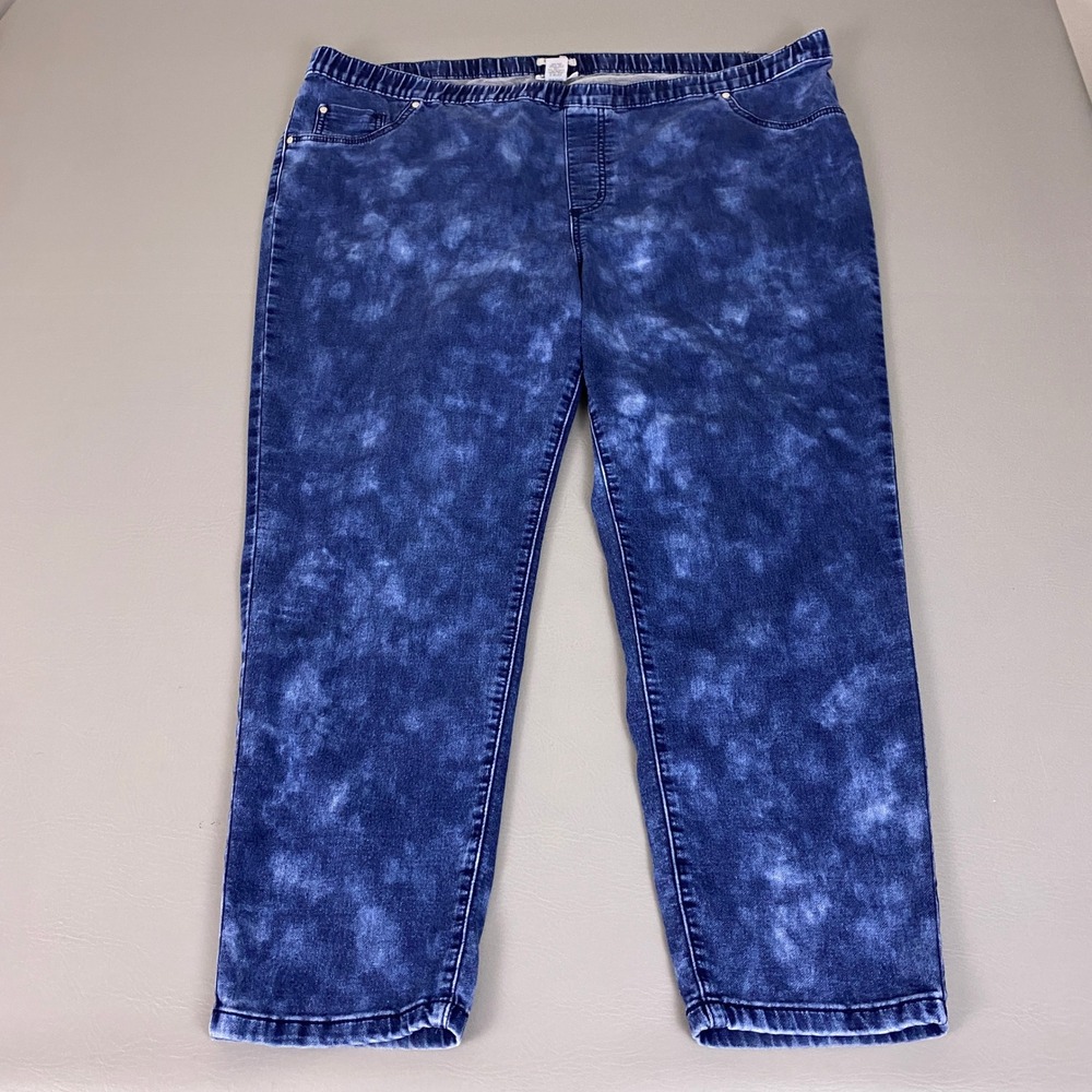 Catherines Knit Jean Pull-On Women's Plus Size 2X 22/24W Blue Acid Wash Jeggings